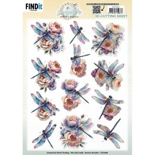 3D Cutting Sheet – Berries Beauties – Dragonflies – Azure
