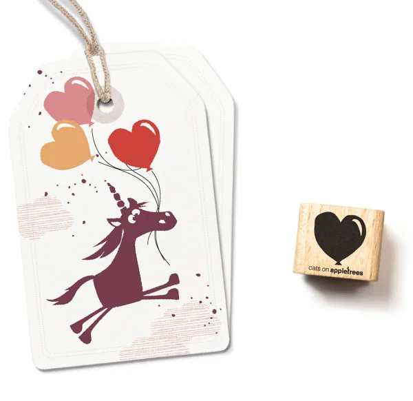 Cats on Appletrees – Stamp Small Heart Balloon (B)