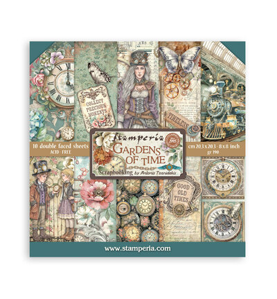Stamperia – Gardens of Time – Scrapbooking Printed Pad for Art and Craft Backgrounds
