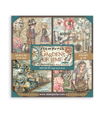 Stamperia – Gardens of Time – Scrapbooking Printed Pad for Art and Craft Single Face
