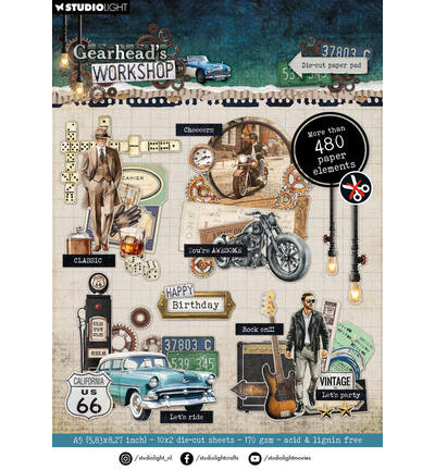 StudioLight Die-cut Paper Pad Die-cut elements Gearhead’s Workshop – 20 sheets nr. 469