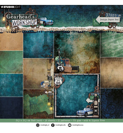 StudioLight Designer Paper Pad Background paper pad Gearhead’s Workshop – 36 sheets nr. 470