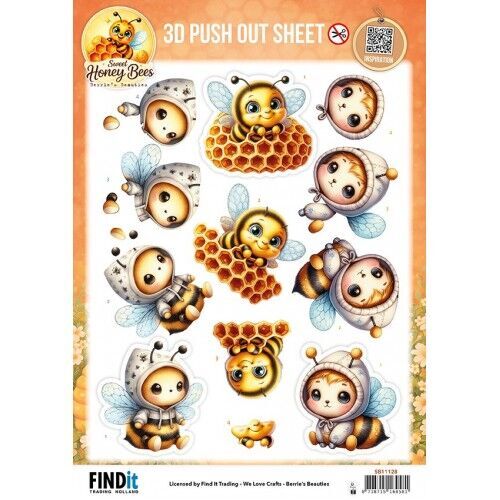 3D Pushout Sheet – Berries Beauties – Sweet Honey Bees – Honey Bee Delights