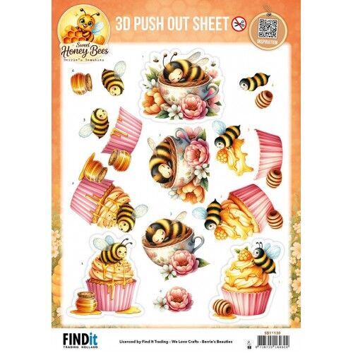 3D Pushout Sheet – Berries Beauties – Sweet Honey Bees – Golden Garden