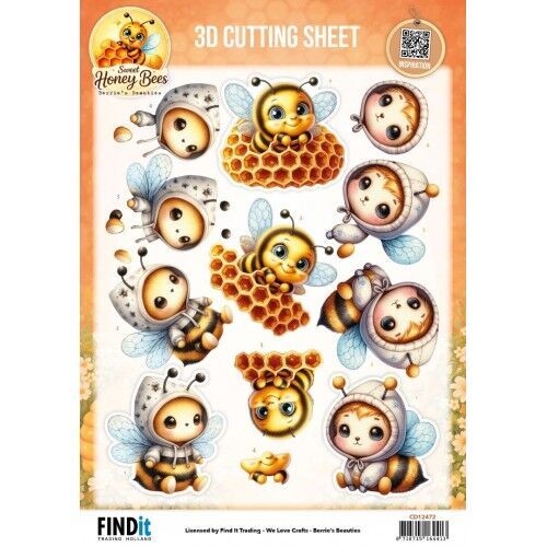 3D Cutting Sheet – Berries Beauties – Sweet Honey Bees – Honey Bee Delights