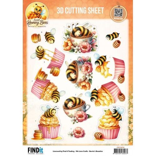 3D Cutting Sheet – Berries Beauties – Sweet Honey Bees – Golden Garden