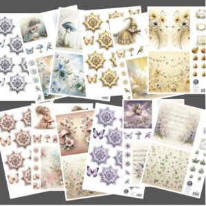 Fairybells combi knipvellen voor pop-up en decoupage (complete set 4 kleuren - 12 vel)