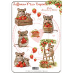 Juffrouw Muis Knipsel - Little strawberry picker