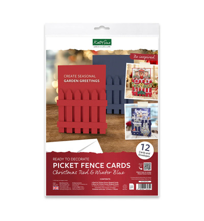 Katy Sue Designs Picket Fence kaarten en enveloppen, Christmas Red & Winter Blue 5×7