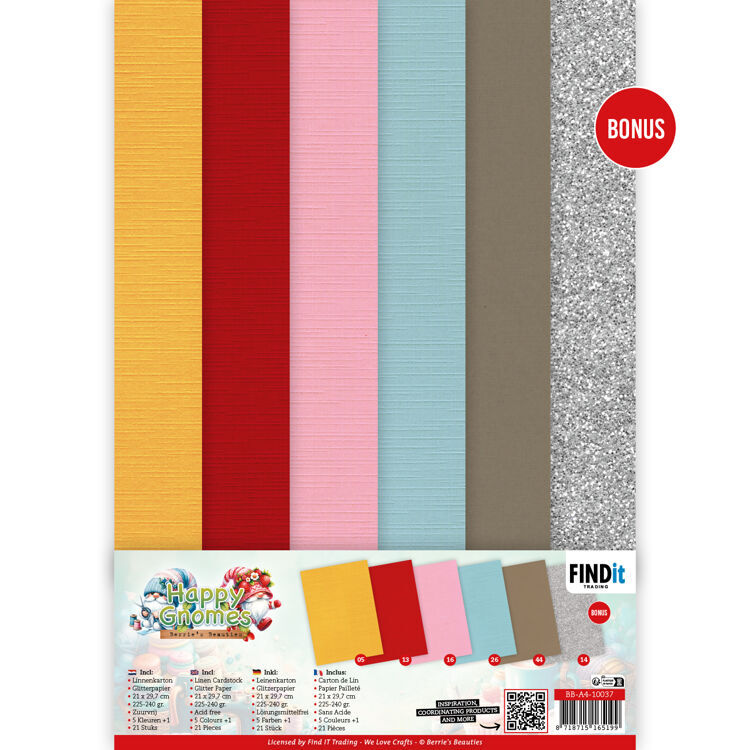 Linen Cardstock Pack – Berries Beauties – Happy Gnomes – A4