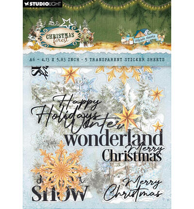 StudioLight Transparant stickers Elements & Texts Christmas Forest nr.81 – 5 Sheets