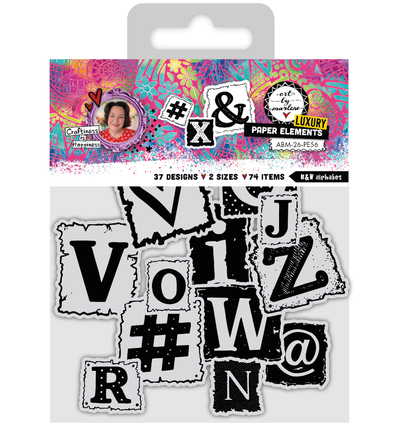ABM Papierelementen – B&W Alphabet Art by Marlene nr. 56