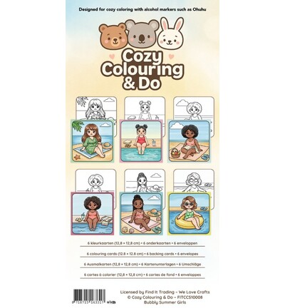 Cozy Colouring Kleurkaartenset – Bubbly zomermeisjes