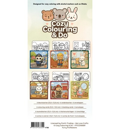 Cozy Colouring Kleurkaartenset – Dierenberoepen