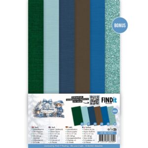 Linen Cardstock Pack - Berries Beauties - Blue Christmas - A4