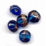 H&CFun 11809-1203 Glaskralen handmade transparant blauw-goud