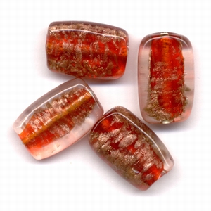 H&CFun 11809-1405 Glaskralen handmade rechthoek transp.Rood