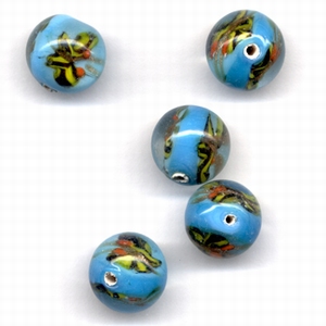 H&CFun 11809-1601Glaskralen handmade Transp.Turquoise/design