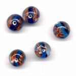H&CFun 11809-1602 Glaskralen handmade transp.Rood-Blauw/des.