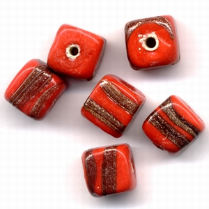 H&CFun 11809-2004 Glaskralen handmade vierkant Opaque Rood