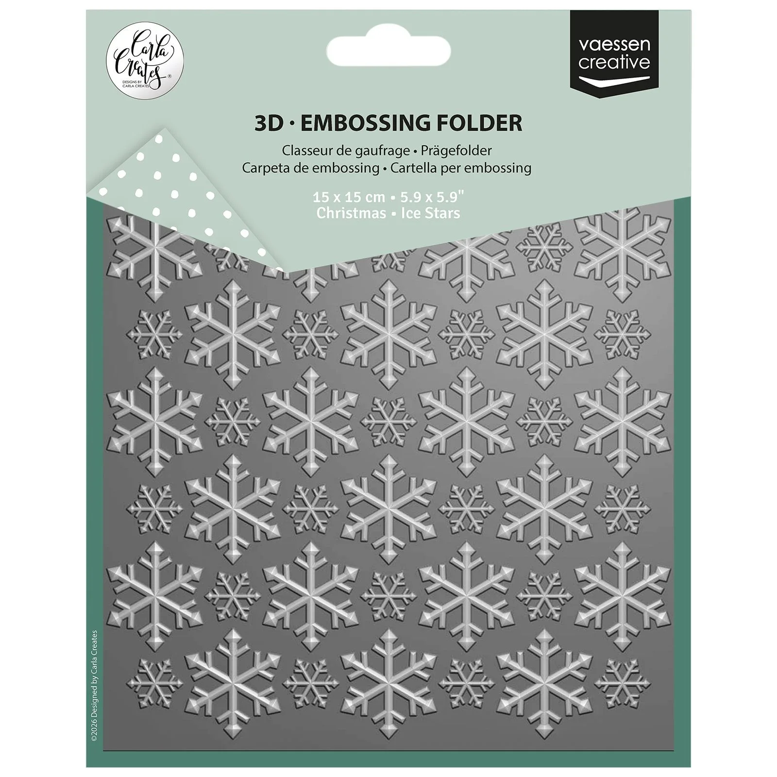 Vaessen Creative • Embossing Folder by Carla Creates Ice Stars 15x15cm