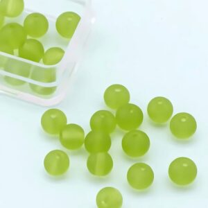 Hobby & Crafting Fun - Glaskralen Rond 6mm - Olijf Groen mat