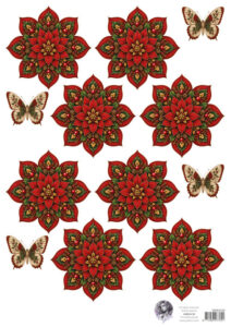 Fairybells combi knipvel voor pop-up en decoupage - kerstbloem rood