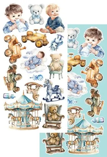Extras to Cut Set 30,5x15 cm Hello Baby – Boy, 250 gsm, mirror print - Afbeelding 8