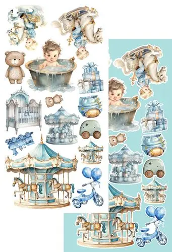 Extras to Cut Set 30,5x15 cm Hello Baby – Boy, 250 gsm, mirror print - Afbeelding 7